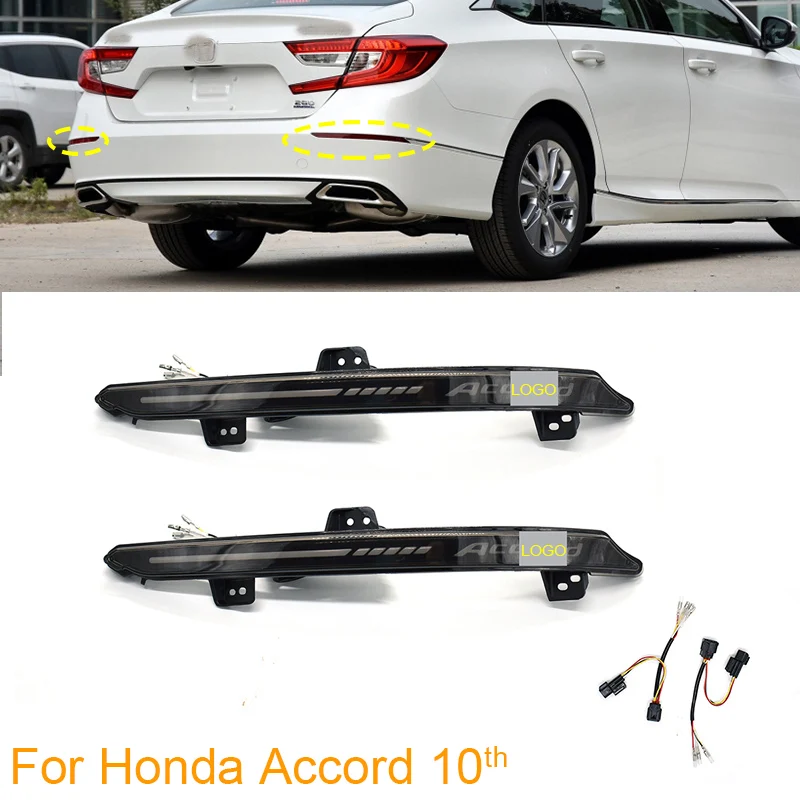 

2Pcs Turn Signal Running Yellow LED Rear Bumper Lights For Honda Accord 10th 2018 2019 LED Brake Lights 12V Tail Signal Lamp