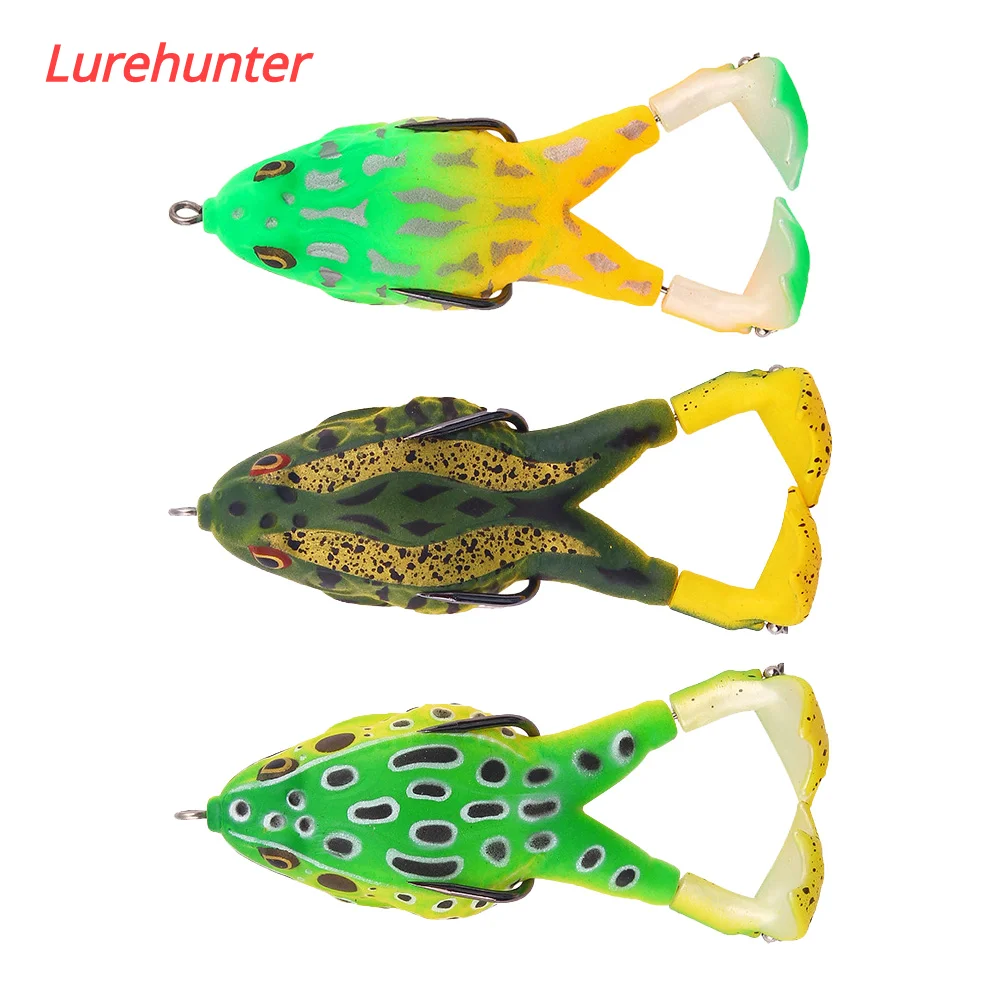

3pcs Double Propellers Frog Rotating Leg Wobbler Soft Bait Jigging Fishing Lure 95mm13.5g Artificial Topwater Popper Fishing
