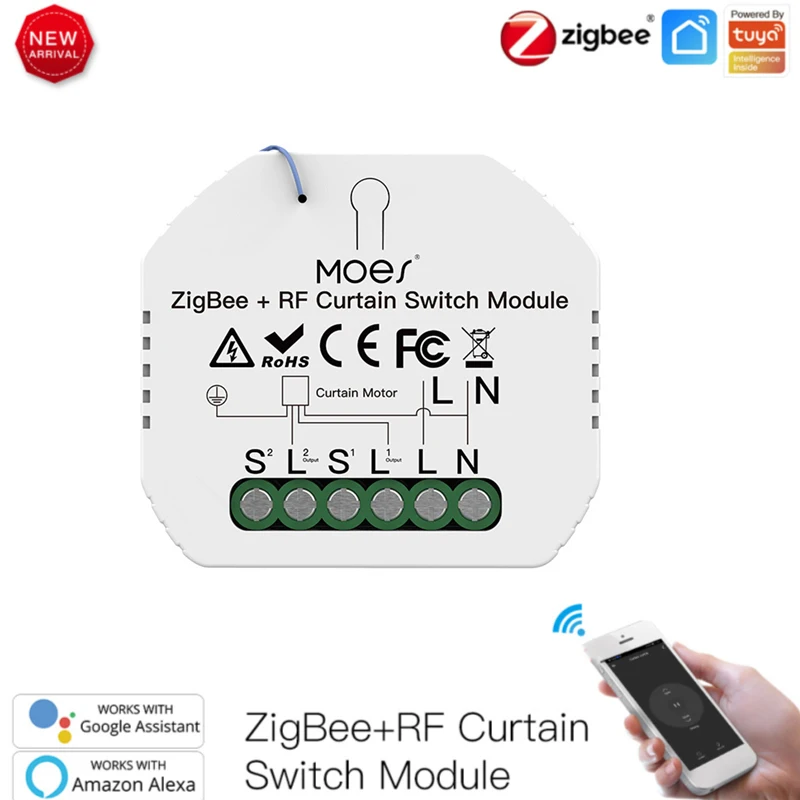 

Tuya ZigBee RF433 Smart Curtain Switch Module Electric Roller Blinds Timer Settings And Home Sharing Work With Alexa Google Home