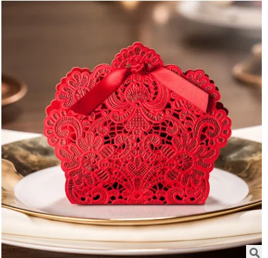 10X Laser Cut Candy Box Hollow Lace Flower Navy White/Gold/Red/blue DIY favor box wedding candy gift bag favour box baby shower
