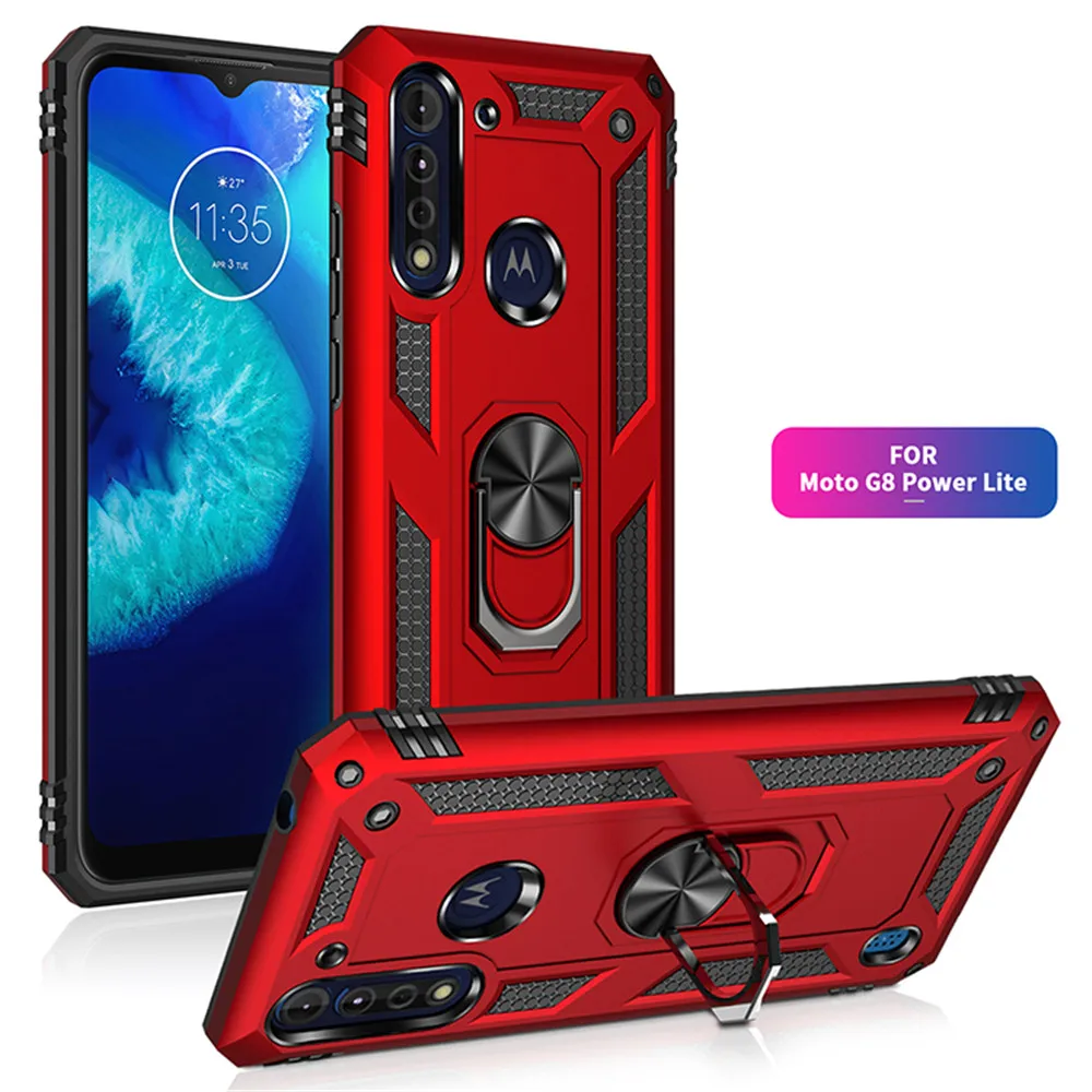 

For Motorola Moto G8 Power Lite Case Armor Rugged Military Car Holder Ring Cover For Motorola Moto G8 Power Lite XT2055-2 6.5"