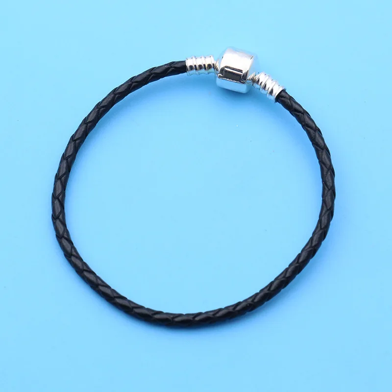 Fit Original Fashion Brand Pan Charms Bracelet for Women Genuine Leather Chain Basic Pulseras DIY Beads Fine Jewelry Accessories