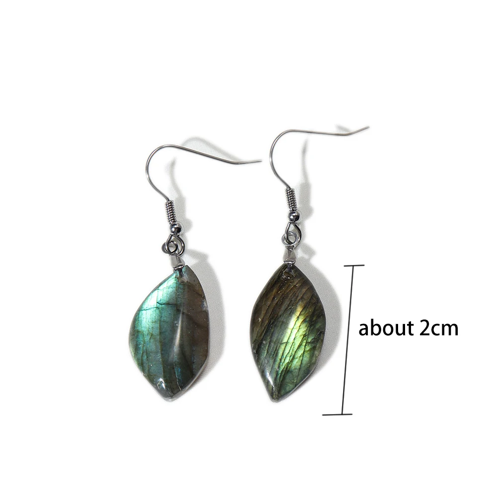 1/pair Natural Crystal Labradorite Earrings Flowing Light For Women Nugget Earrings Hanging Dangle Eardrop Female Jewelry