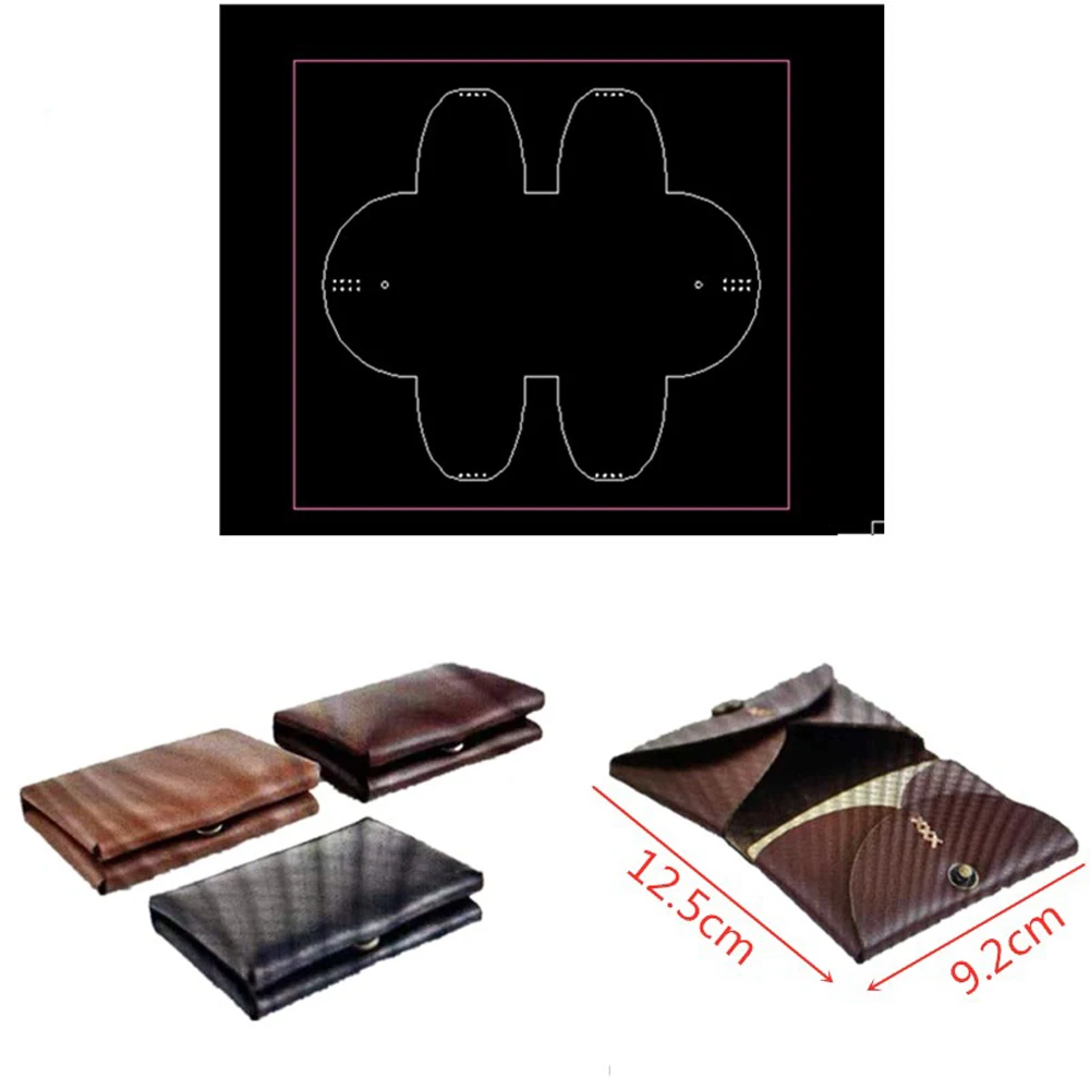 

DIY leather craft 12.5x9.2cm folded card holder die cutting knife mold metal hollowed punch tool set with round stitch hole