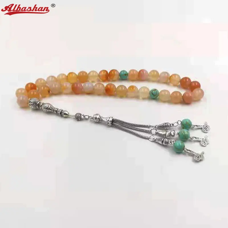 Natural Agate with Afghan Turquoise Tasbih Islam Misbaha Muslim Everything Is New Bracelet Rosary 33 66 45 99beads Stone Rosary