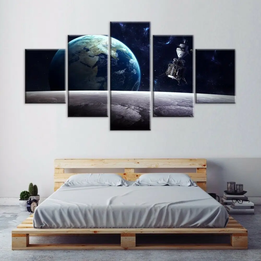 

No Framed Planet Earth From The Surface 5 Pcs Canvas Picture Print Wall Art Canvas Painting Wall Decor for Living Room