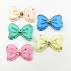 Diamond Bowknot Padded Appliques for DIY Hat Clothes, Leggings, Sewing Supplies, Headwear Decor Patches, 3.9*2.5cm, 50 PCs/Lot