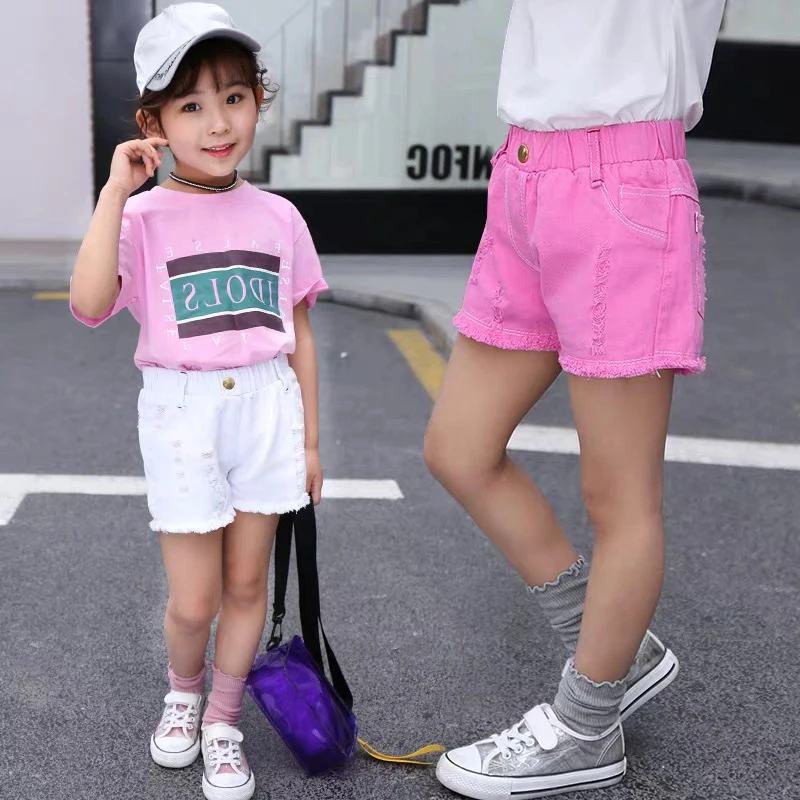 Girls shorts 2021 summer Korean version of thin slim denim hot pants foreign gas hole three pants girls wild wear