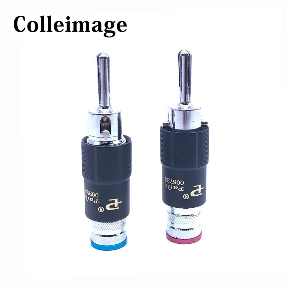 Colleimage 4pcs palic Lock Speaker Cable Banana Plug Speaker Amplifier Connector For DIY Speaker Cable