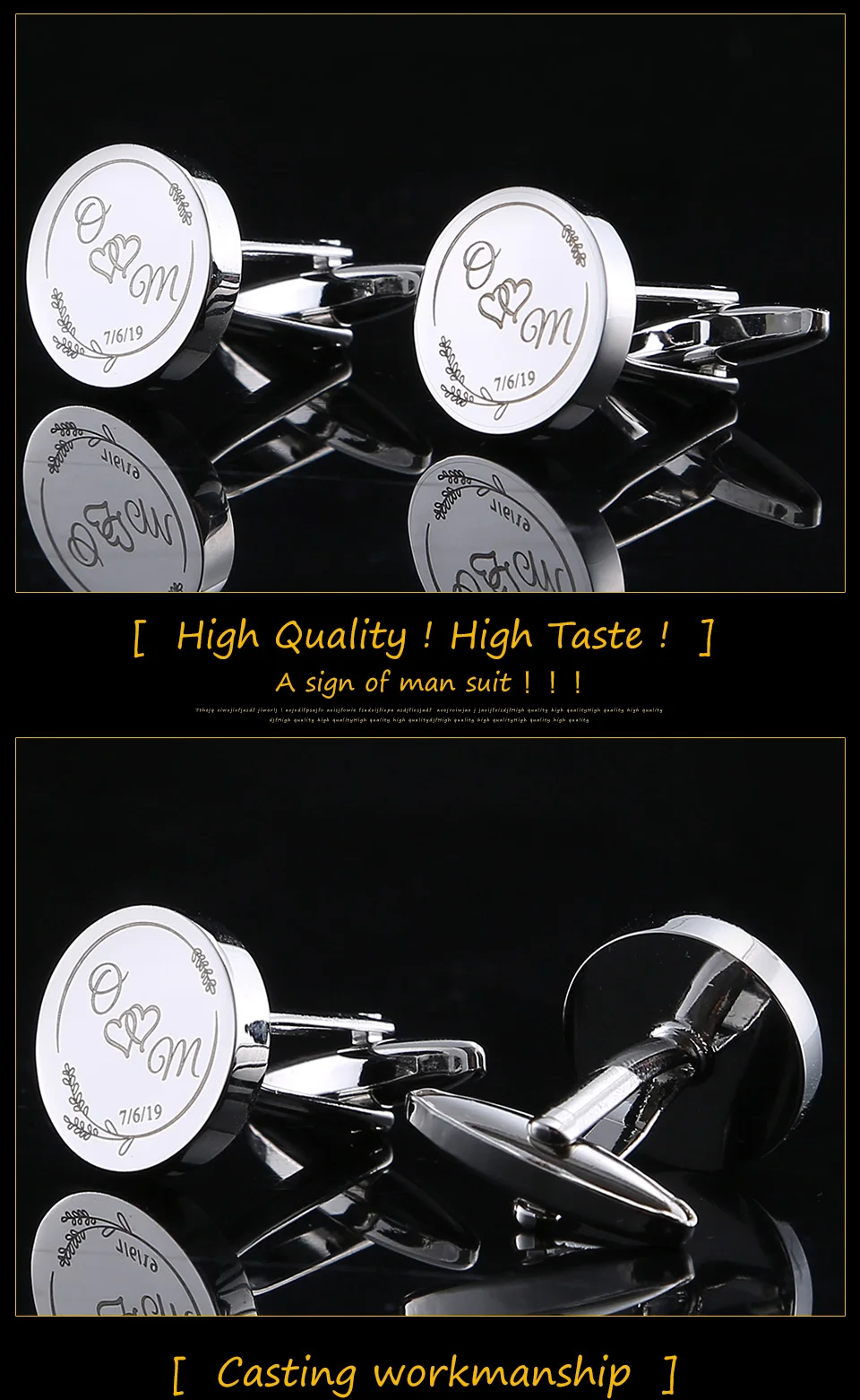 Personalized Custom Mens Shirt Cufflinks For Father Wedding Gift Customized Cuff Buttons Male Jewelry Sliver Suit Cufflink