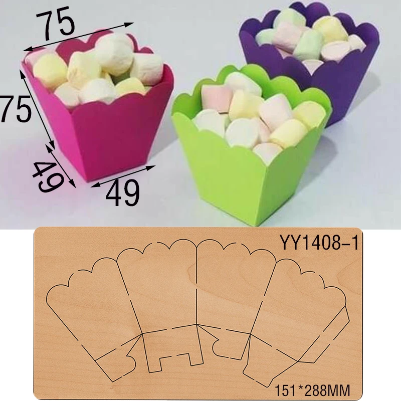 Popcorn box knife mold wood moldYY1408Is Compatible with Most Manual Die Cut