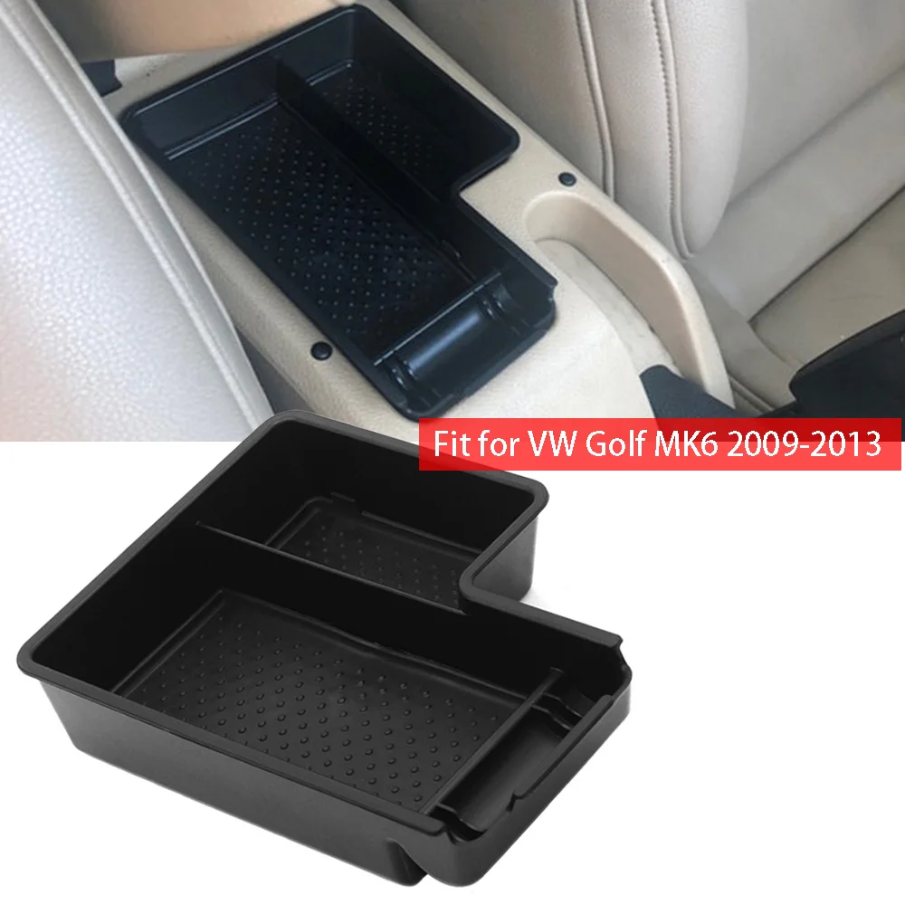 Black Central Armrest Box Storage Container Cup Holder Interior Car-styling Accessories Fit For VW Golf 6 MK6 2009 2010 11 12 13