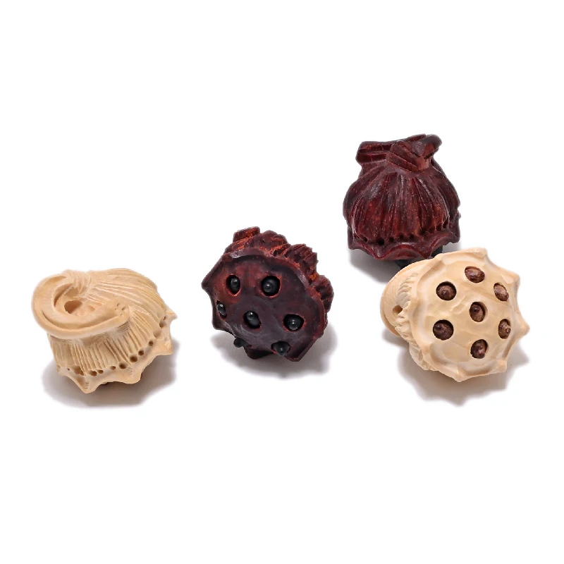 WD-014 Natural Rosewood Boxwood Lotus Seed Beads Handmade Antique Beads For Jewelry Making DIY Beads Bracelet Yoga Necklace