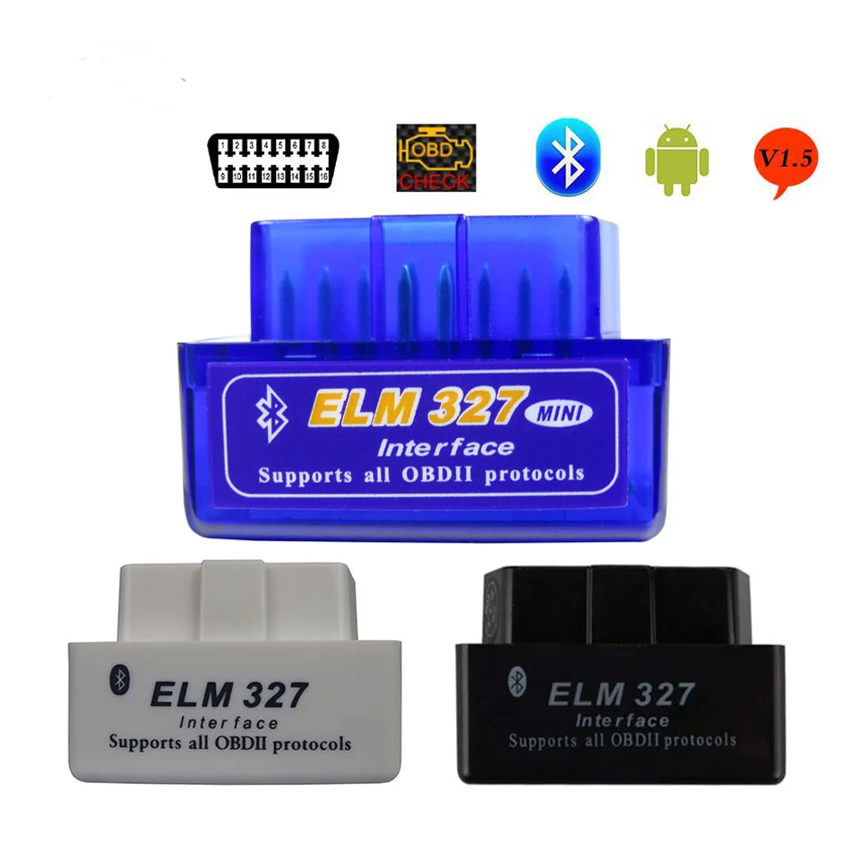 

Bluetooth V1.5 Elm327 Obd2 Автомобильные диагностические инструменты Elm-327 V 1,5 OBD 2 II интерфейс ELM 327 OBDII считыватели кодов сканер для Android