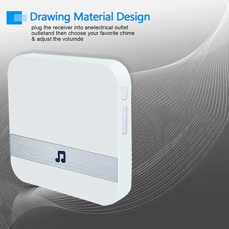 Timbre de puerta inteligente inalámbrico con Wifi, receptor de música, seguridad para el hogar, intercomunicador interior, 10-110dB, 433MHz