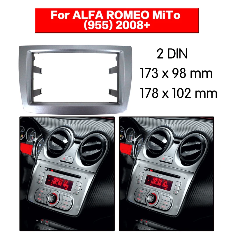 2 Din Car Radio Fascia for ALFA ROMEO Mito 2008-2015 Stereo DVD Panel Mounting Refitting Installation Trim Kits Face Frame Bezel