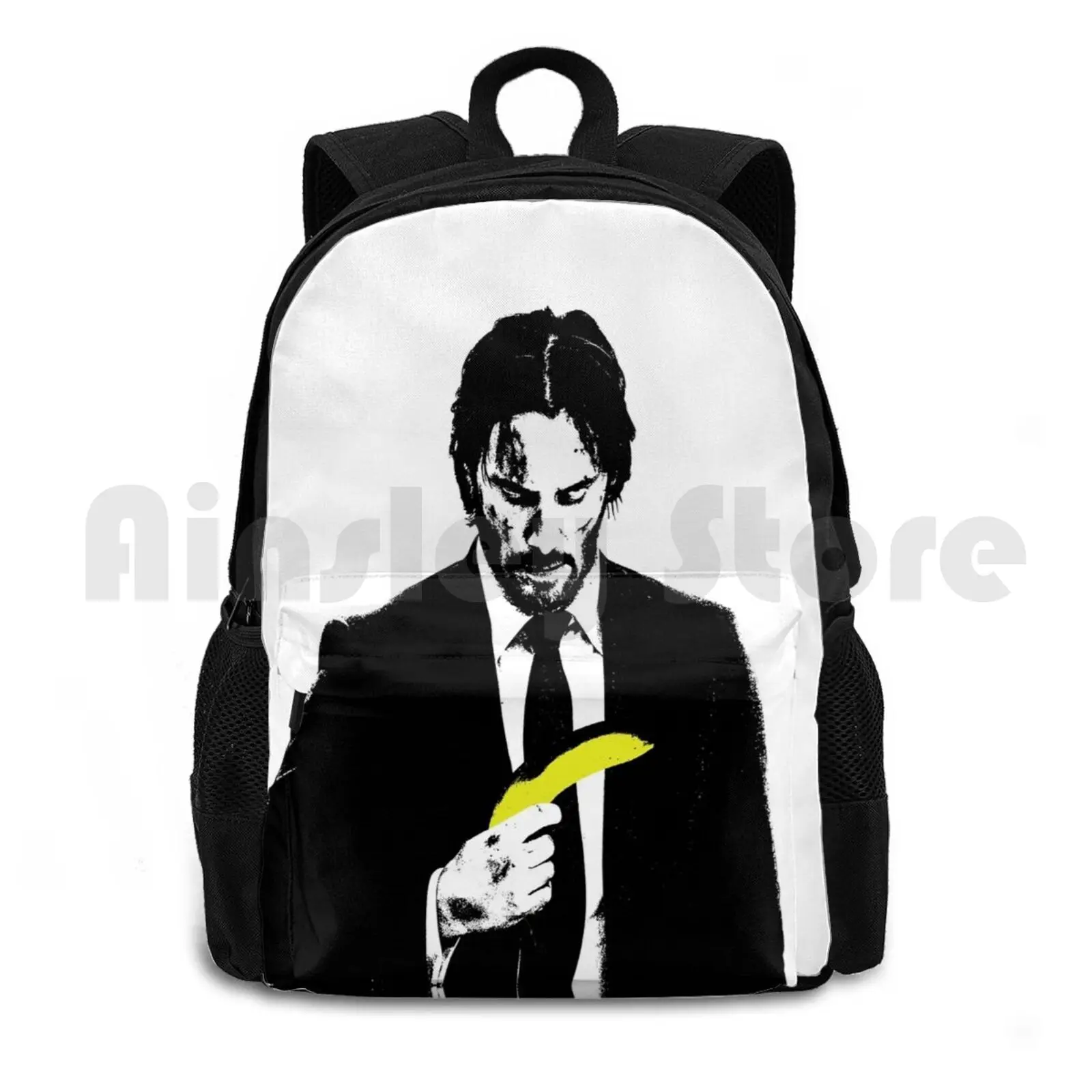 

John Wick-Banana Yaga Outdoor Hiking Backpack Waterproof Camping Travel Baba Yaga Banana Banksy Parody Funny Fan Art Keanu