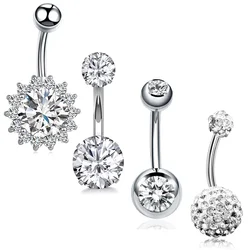 4Pcs/lot Surgical Steel Navel Piercing Sun Flower Belly Button Rings Sexy Women Body Piercings Jewelry Gifts Set