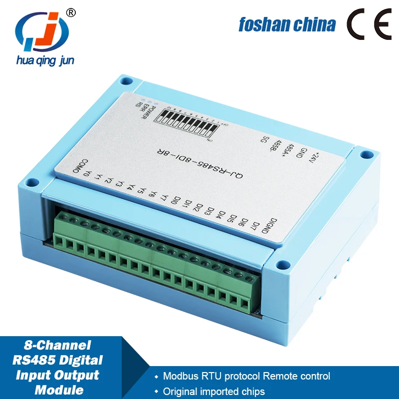 Huqingjun 8 채널 RS485 디지털 IO 릴레이 모듈, 원격 제어용 Modbus RTU 프로토콜 통신