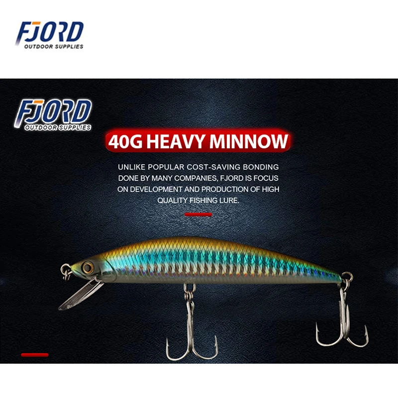FJORD 125mm 40g  Brave Minnow Bass Pike Lure Long Casting Sea Fishing Lures Saltwater Plastic Hard Artificial Bait For Fishing