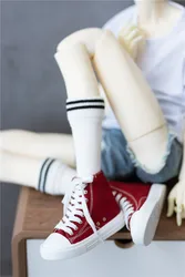 BJD Doll Shoes 1/3 1/4 1/6 High Top Sports Cute Red Blue Black Canvas Shoes Integrated Soled Doll Accessories