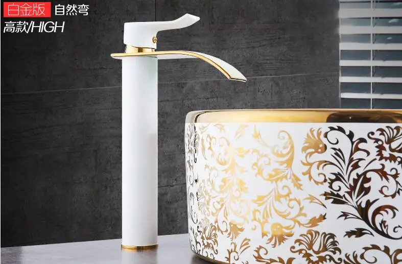 Tuqiu Wastafel Kraan Goud Waterval Kraan Messing Badkamer Kraan Badkamer Wastafel Kraan Mengkraan Warm En Koud Wastafel Kraan
