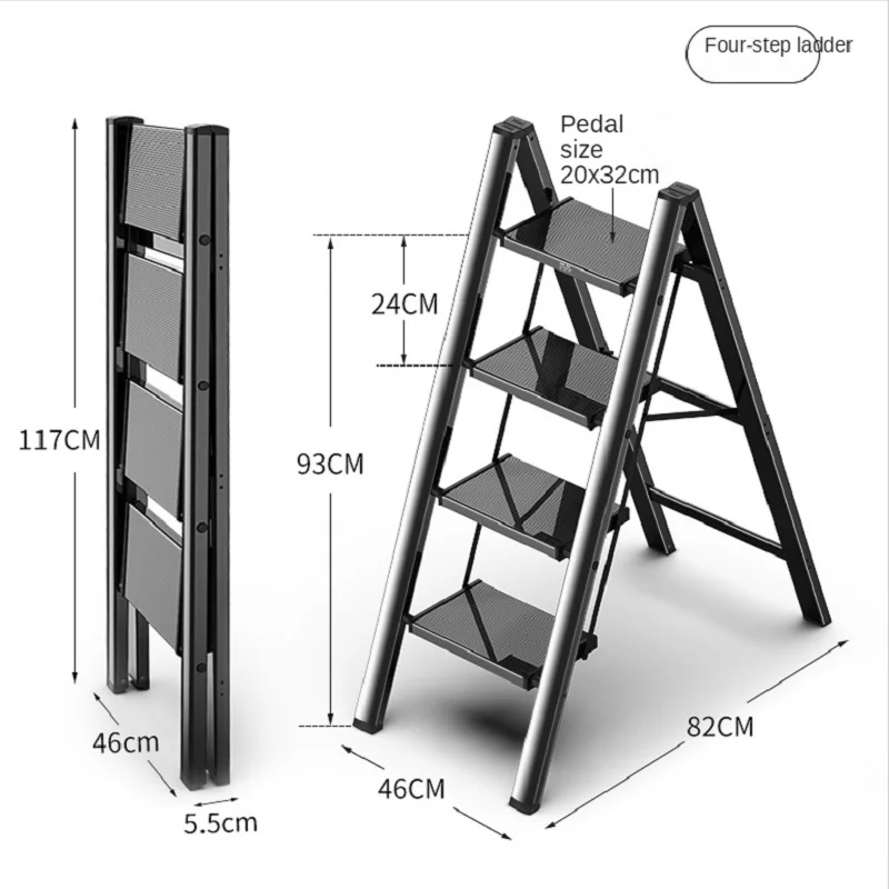 Ladder Household Folding Stair Thickened Aluminum Alloy Indoor Climbing Stairs Multi-Functional Flower Stand Ladder Trestle