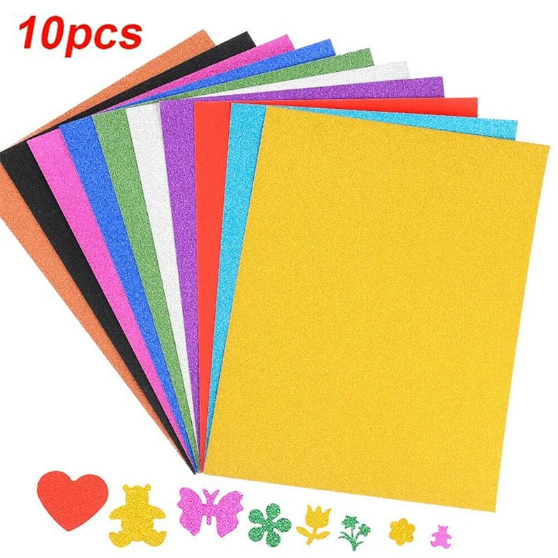 10 arkuszy złoto w proszku brokat Foamiran papier do Diy kwiaty rzemiosło dla dzieci DIY rzemieślnicze papier piankowy Origami kolorowy wystrój