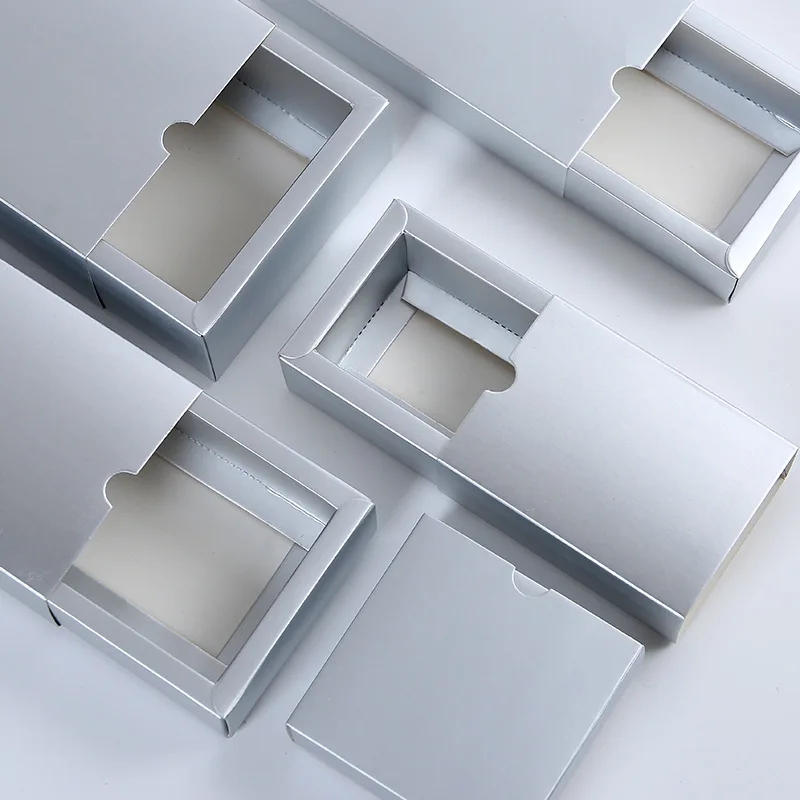 10pcs Gold/Silver Drawer Paper Box Blank Cardboard Gift Packaging Box White Brown Black Paper Carton Box