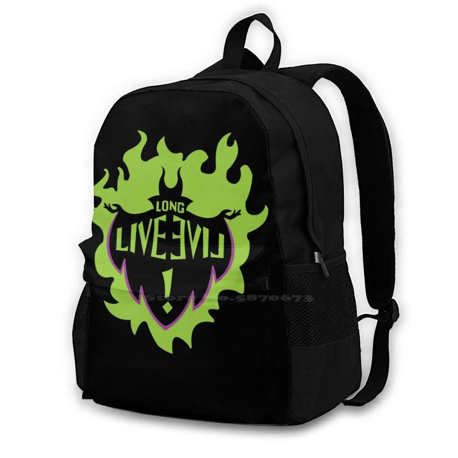 497D Print Design Backpack Student Bag Descendants Apple Logo Rotten Core Long Live Evil