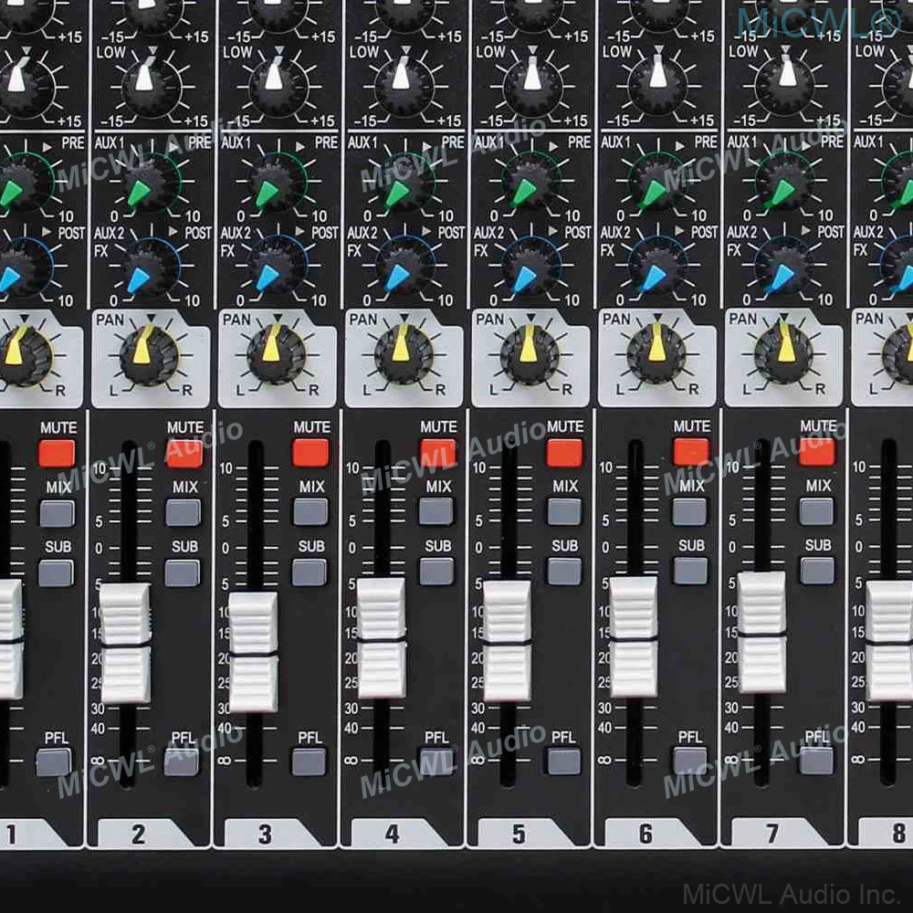 MiCWL TX8-خلاط رقمي احترافي للميكروفونات ، وحدة تحكم للمزج ، مجموعة مزدوجة ، 8 قنوات
