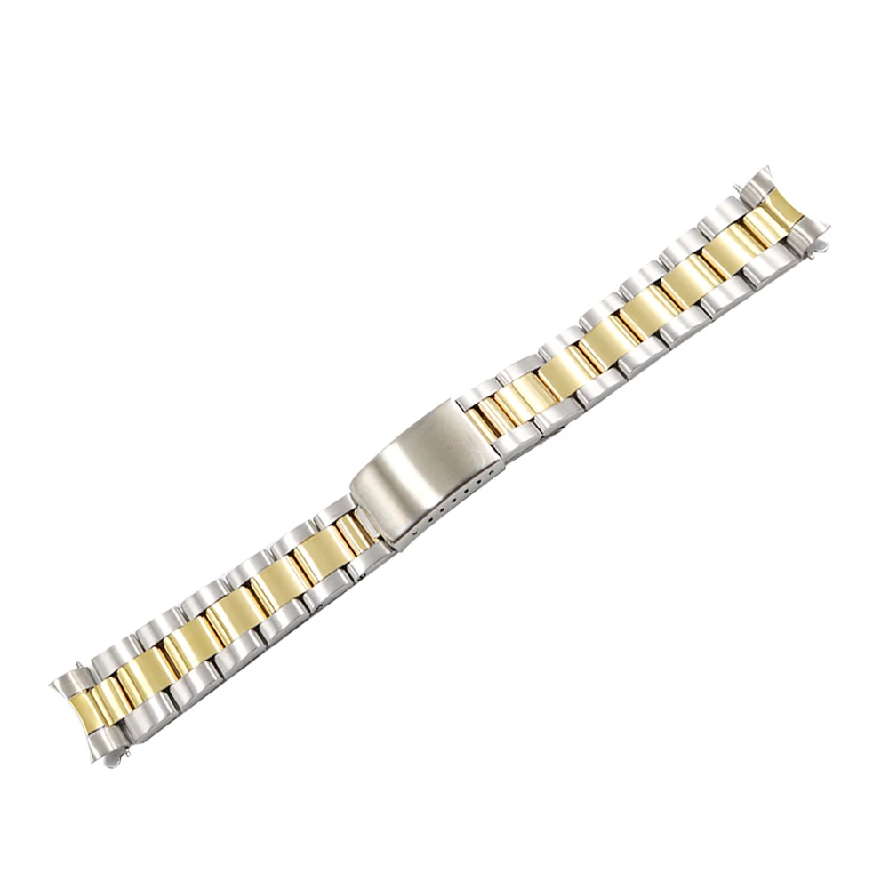 CARLYWET 13 17 19 20mm Wholesale 316L Stainless Steel Two Tone Rose Gold Silver Watch Band Strap Oyster Bracelet For Dayjust