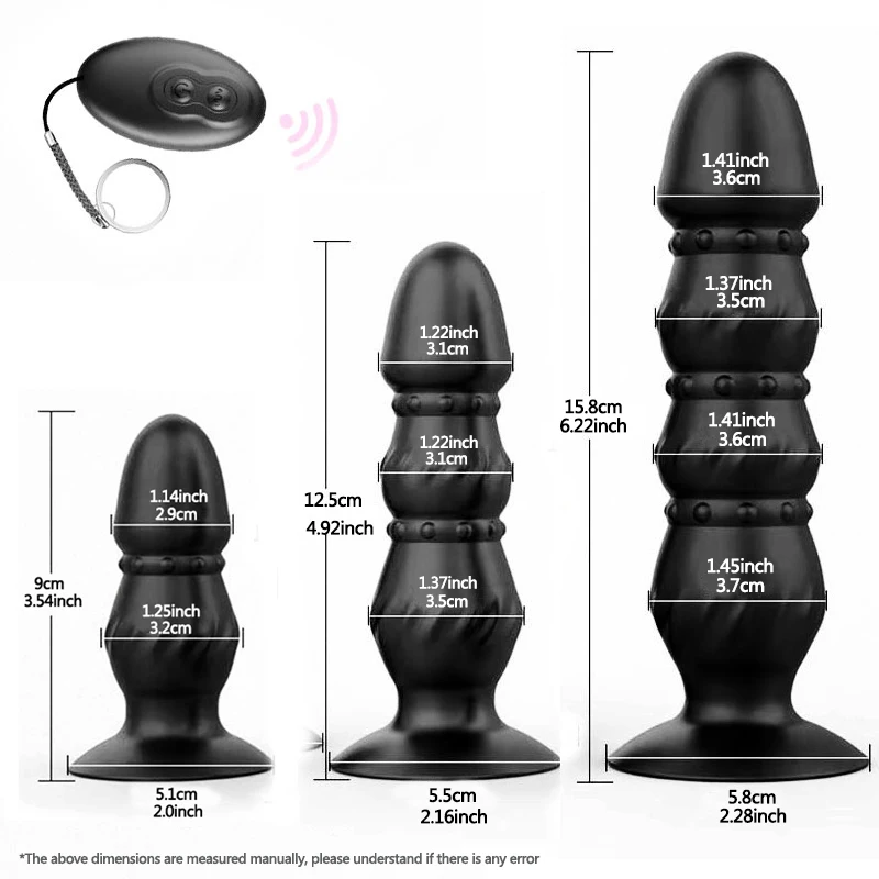 Moonuo Silica Gel Long And Short Anal Plug Pull Ring Vibrator Wireless USB Charge Waterproof Black Male Masturbator Sex Toys