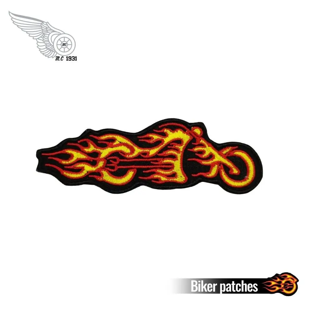 Cheapest Fire Motor Embroidery Iron On Vest Patch Sew On Any Garment Leather Rider Emblem 4