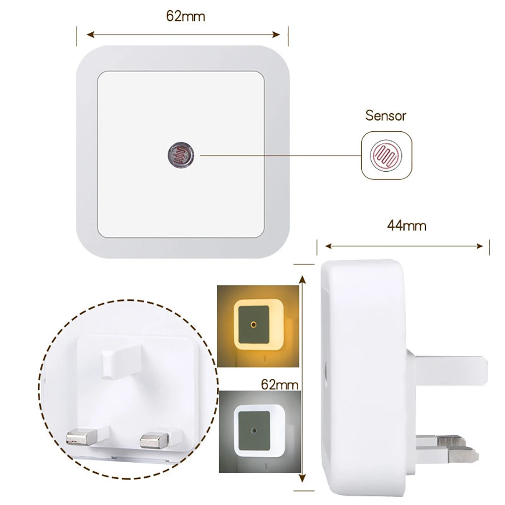 6 pacotes de luz noturna led plug-in inteligente dusk ao amanhecer sensor luz da noite para crianças adultos quarto, corredor, cozinha, escadas