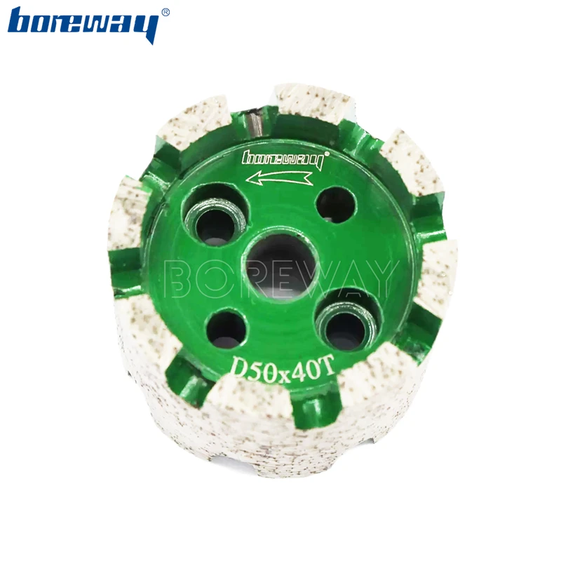 Boreway D50X40Tx10H Diamond CNC Continuous Diamut Heavy Duty Standard Stubbing Wheel With 37Mm Alex Adaptor For Slab Sink Holes