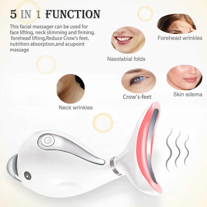 Facial EMS Lifting LED Body Relax 3 Colors Neck Massager Led Photon Therapy Heating Wringkle Removal Beauty Devices