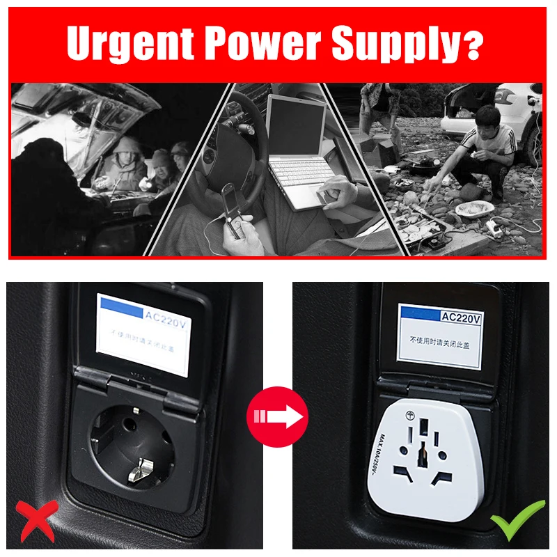 For Toyota Land Cruiser 200 Prado 150 Lc150 2021-2008 Tuning Modified Accessories Power Adapter Socket,12V Conversion 110-240V