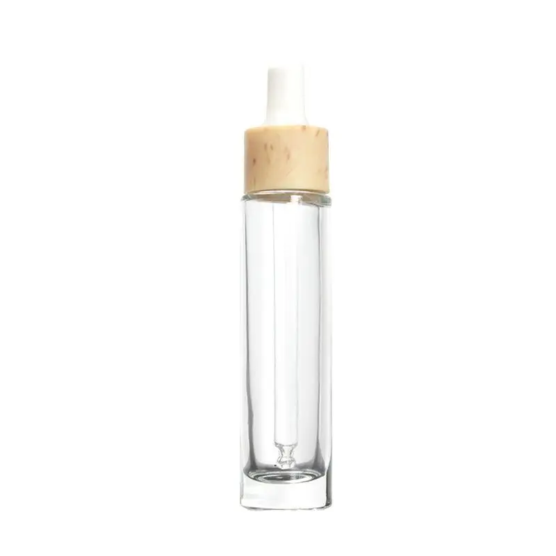 

30ML glass bottle wooden shape dropper lid emulsion essential oil liquid eye serum spot removal toner skin care cosmetic packing