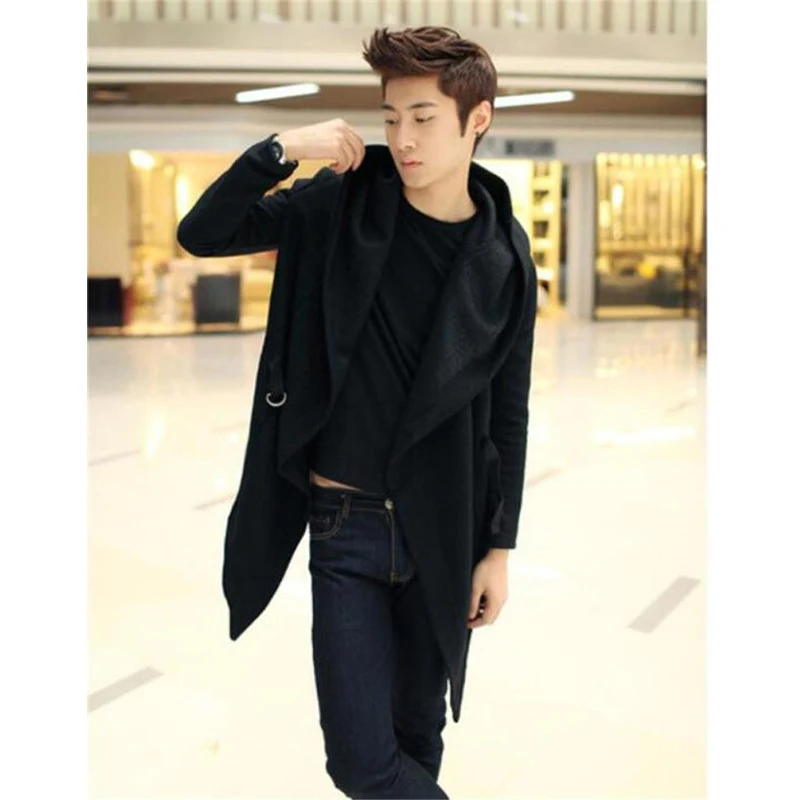 Korean version of non-mainstream Male long-thick Cardigan dark performance hairstyle Wizard Cape Coat