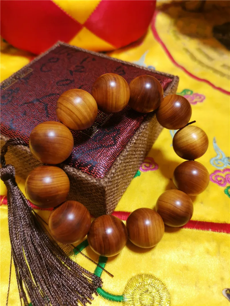 Taihang mountain cliff cypress, preburning water ripple, plain Buddhist beads 20mm bracelet, Taoist Buddhist supplies