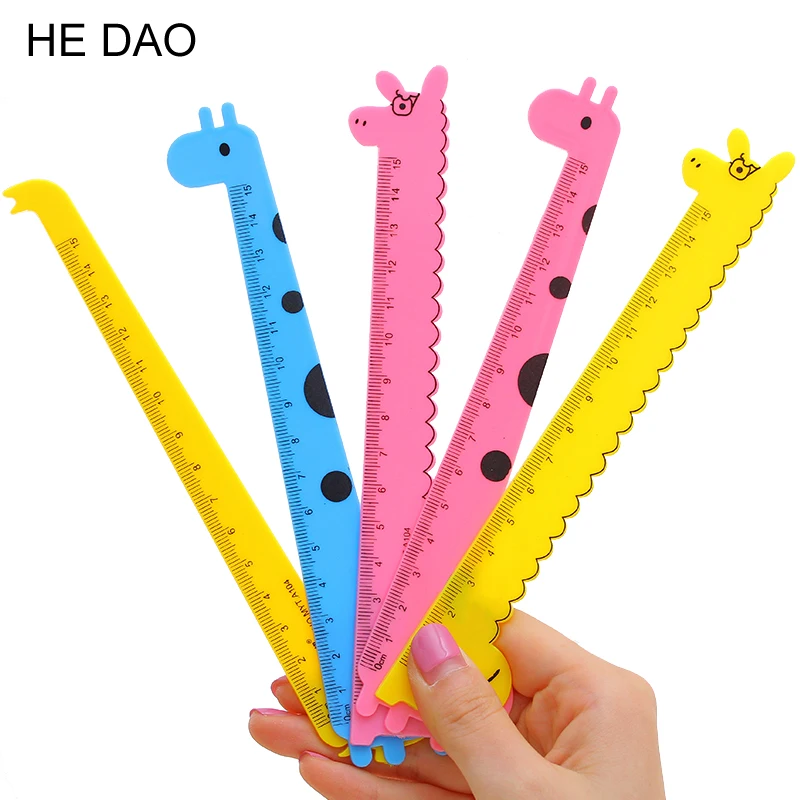 5 Pcs Giraffe Ruler Ruler Student Prizes Wholesale School Supplies Stationery Cute Cartoon Ruler Of 15 cm