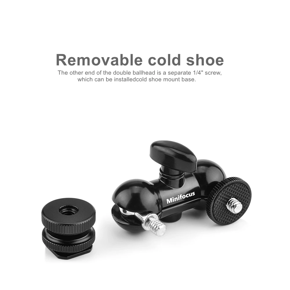 Адаптер с двойной шаровой головкой для холодного башмака Magic Arm с двойным шаровым креплением для камеры, видеокамеры, монитора, микрофона, видео, светодиодной подсветки