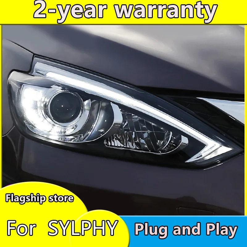 

Фара для Nissan Sylphy, 2016 2018, светодиодная фара DRL, передняя биксеноновая линза HID