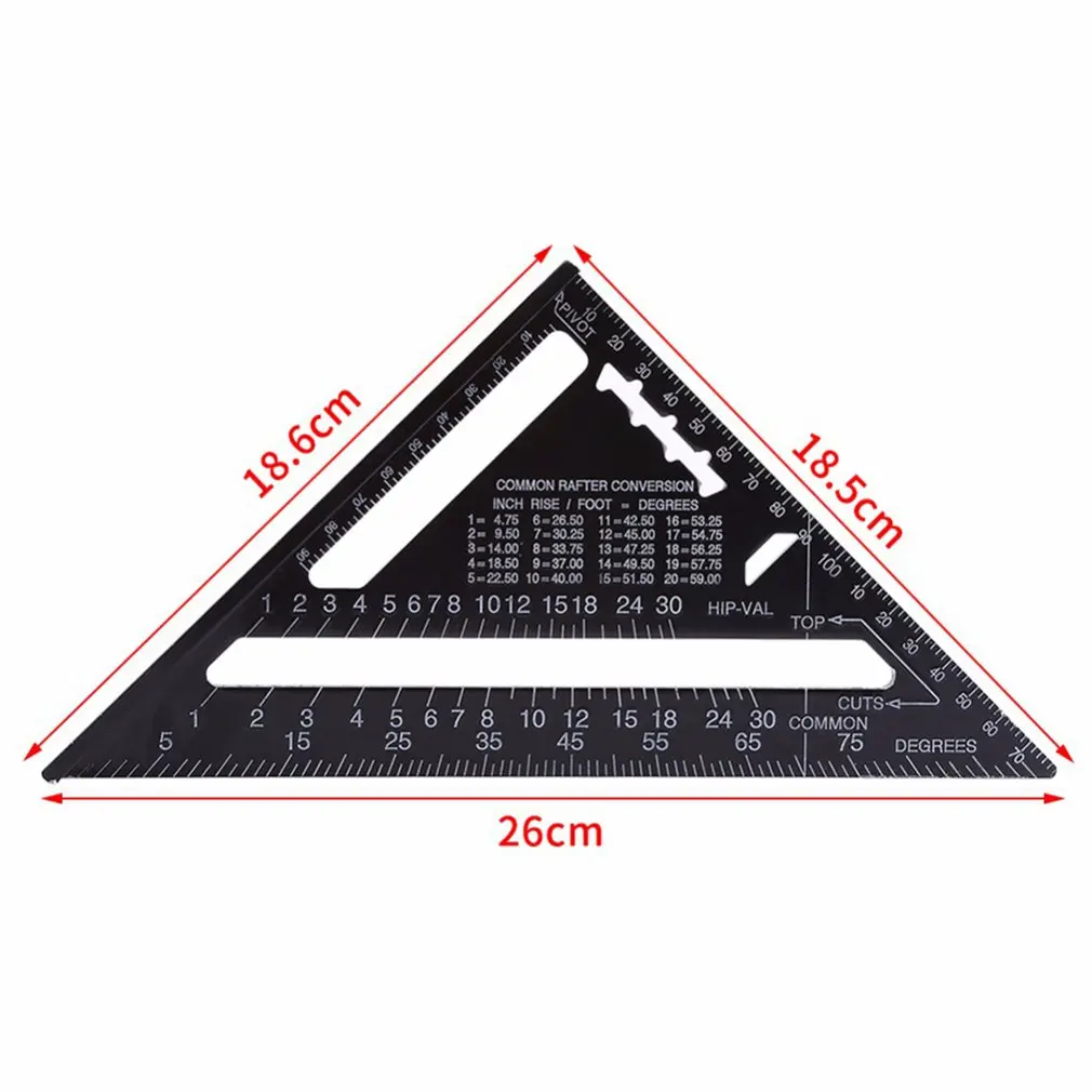 Triangle Ruler 7inch Aluminum Alloy Angle Protractor Speed Metric Square Measuring Ruler For Building Framing  Tools Gauges