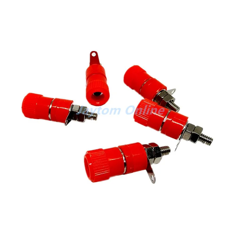 5pcs JS-910B 4mm Banana Socket Nickel Plated Binding Post Nut Banana Plug Jack Connector JS919 Red Black