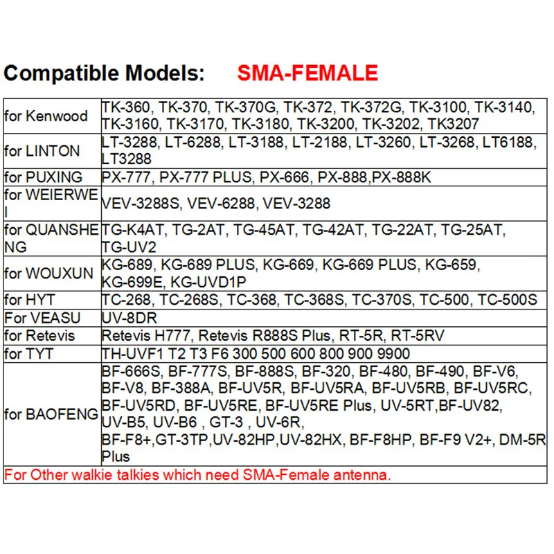 SMA-FEMALE 144/430Mhz VHF/UHF Walkie Talkie Antenna Two Way Radio For Kenwood TK-360 TK-370 TK-370G TK-372 TK-3100 TK-3140