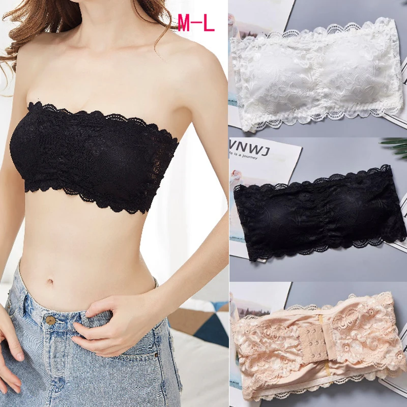 Women\'s Tube Top Sexy Lace Lingerie Invisible Push Up Bralette Seamless Strapless Bra Lady Underwea Summer Chest Wraps Crop Top