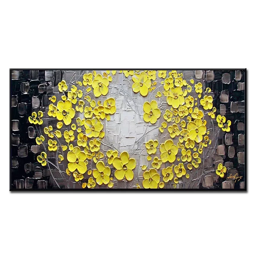 

Yellow Flowers Abstract Oil Painting On Canvas For Living Room Home Decor Pictures Wall Art Paintings No Framed Artistic Color