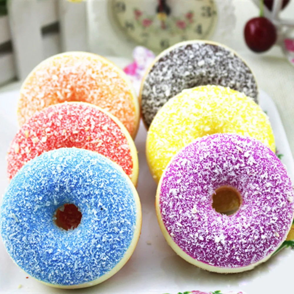 

Squishy Toys Squeeze Stress Reliever Soft Colourful Doughnut Scented Slow Rising Toys Squishy Interesting Toy For Kid Baby Gifts